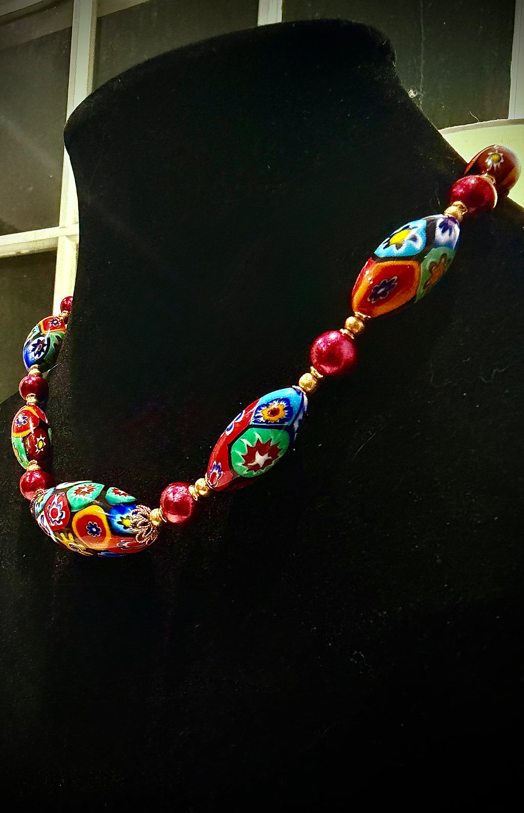 Rosario Leonardi Red Themed Necklace Red Freshwater Pearls