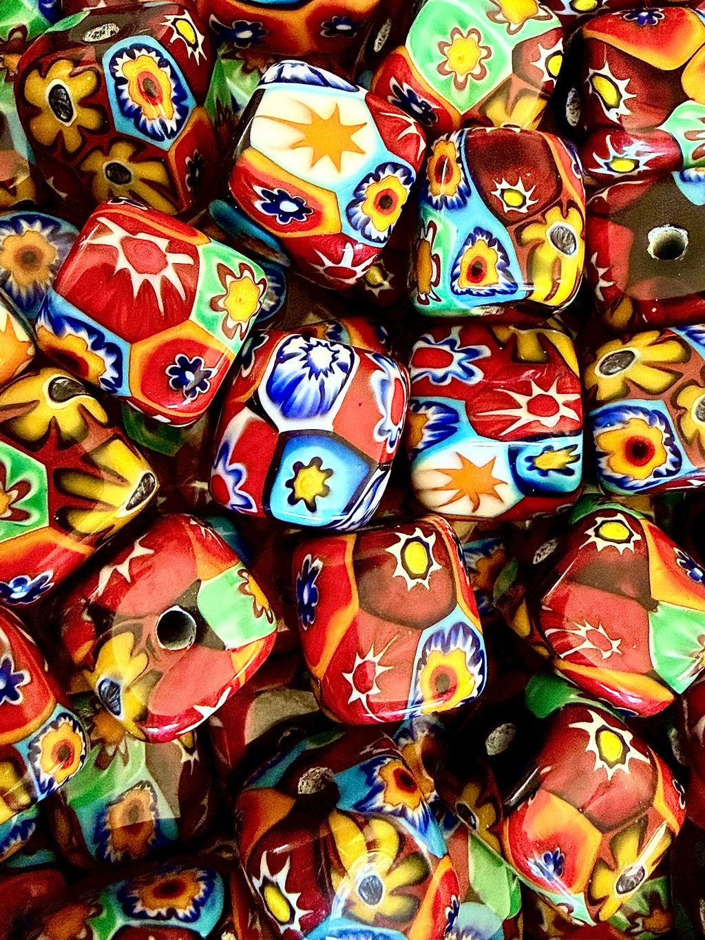 RARE Ercole Moretti Chunky Cube Millefiori Bead