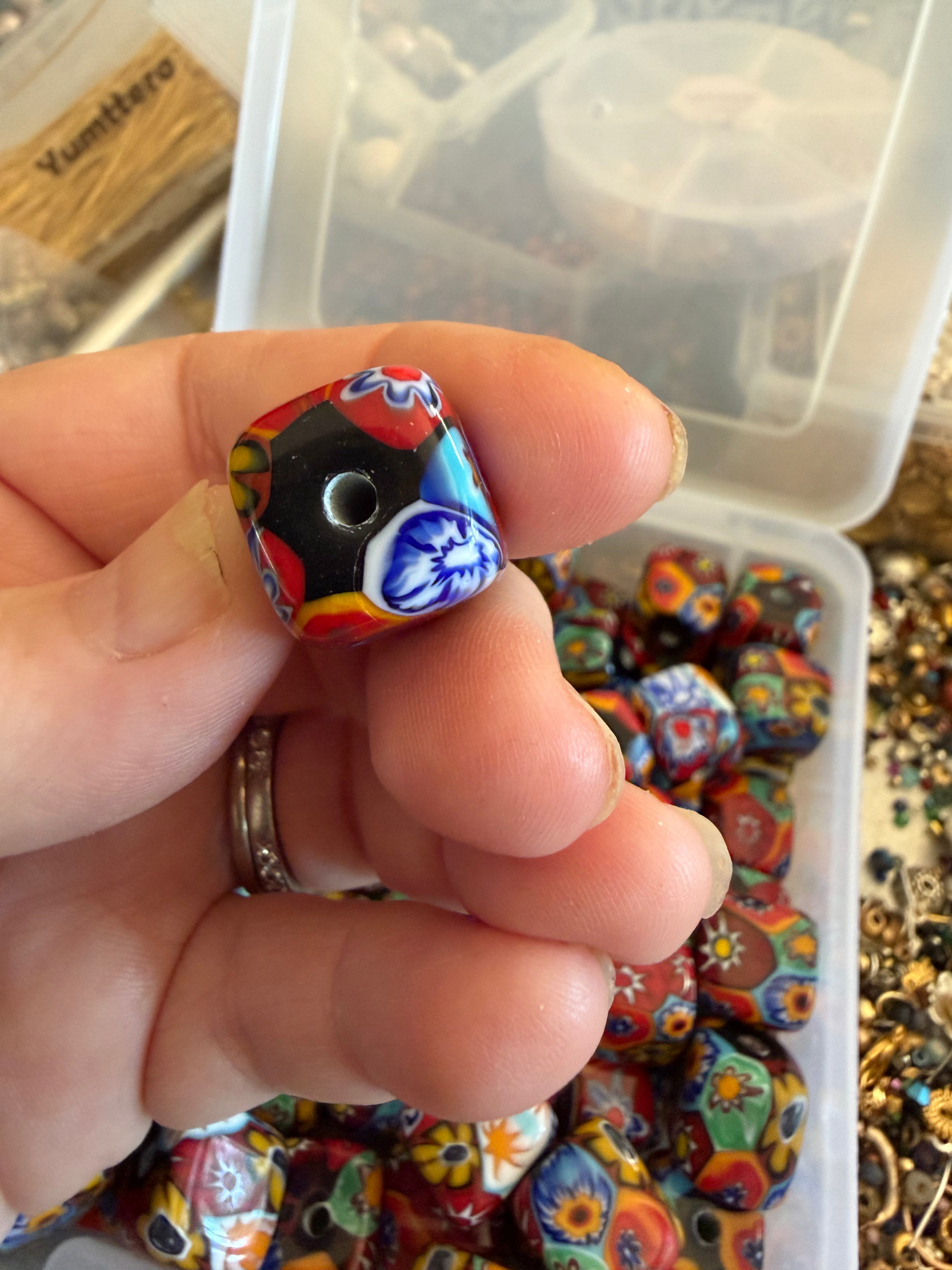 RARE Ercole Moretti Chunky Cube Millefiori Bead