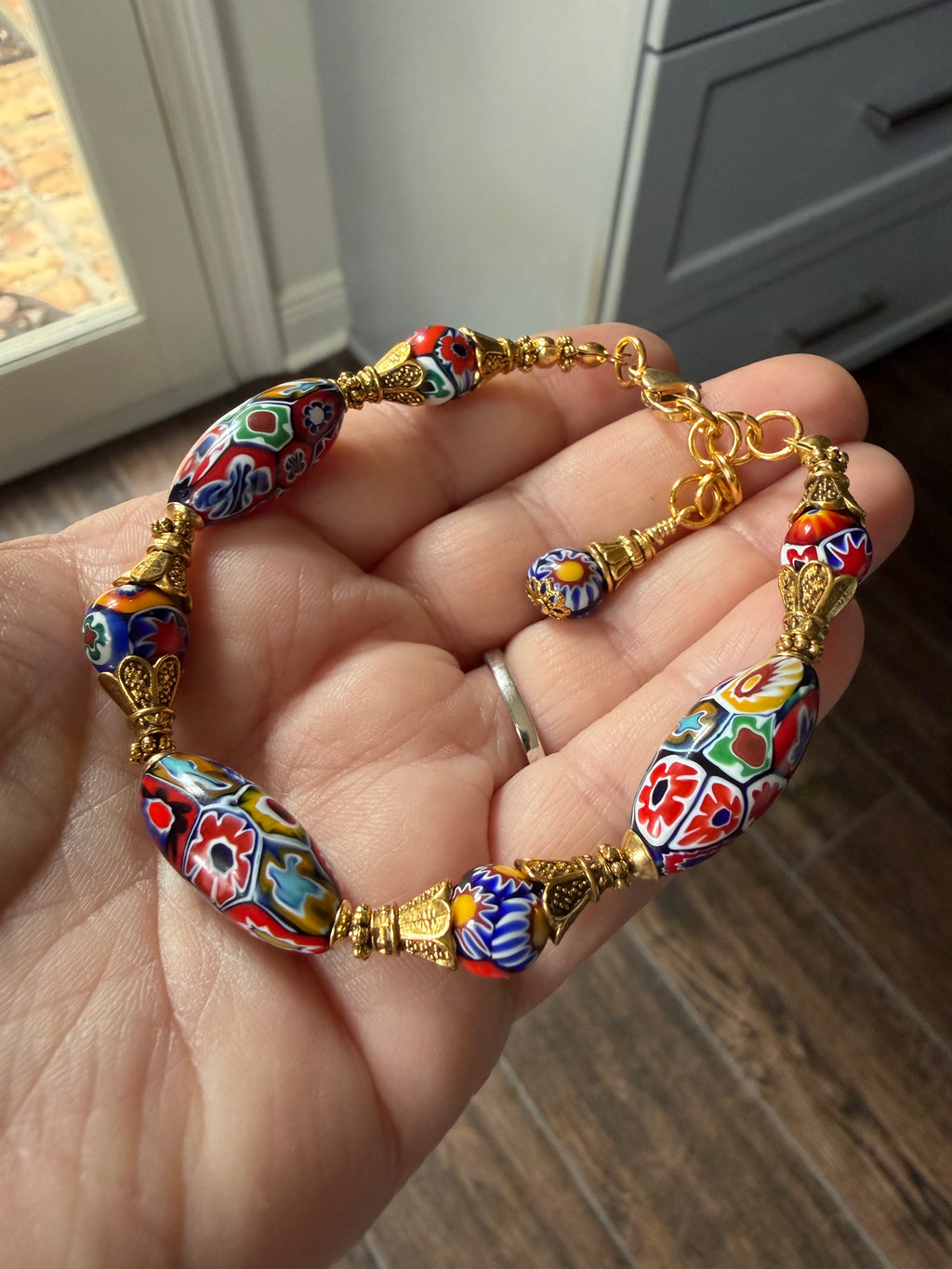 Vintage Ercole Moretti Ovals Beaded Bracelet-One Of a Kind