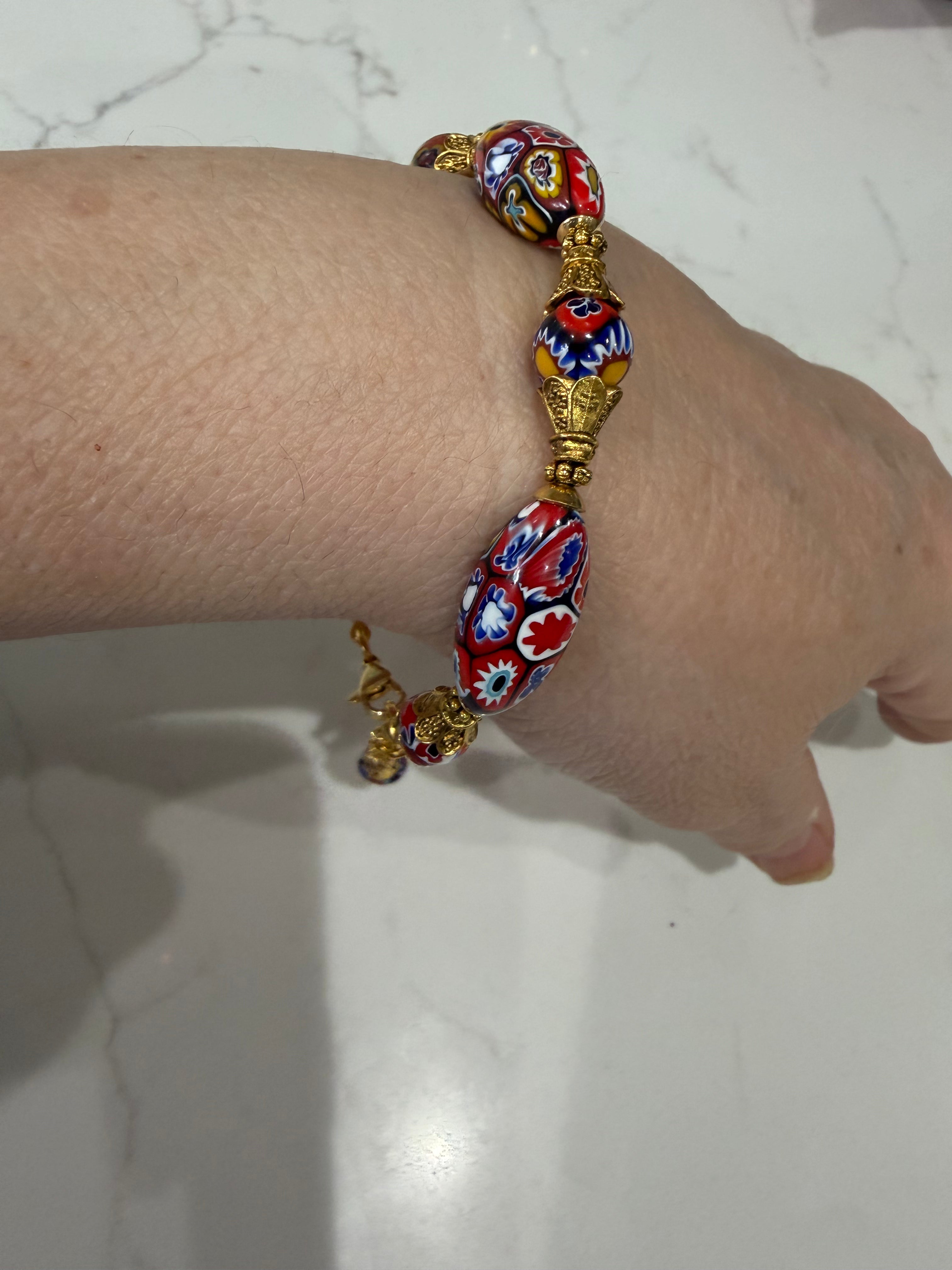 Vintage Ercole Moretti Ovals Beaded Bracelet-One Of a Kind