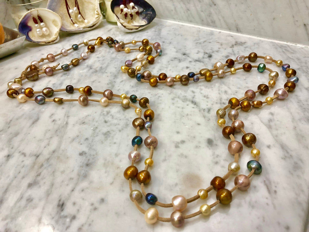 Multicolored Extra Long Freshwater Pearl Necklace