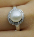 Classic Sterling Silver Ring with White Freshwater Pearl