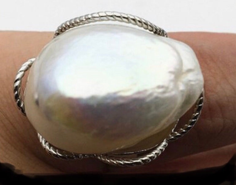 Baroque Pearl Statement Ring set on Sterling Silver