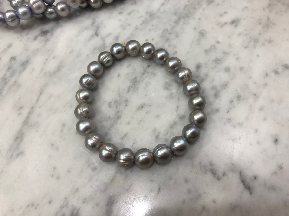 Silver Freshwater Pearl Stretchy Bracelet