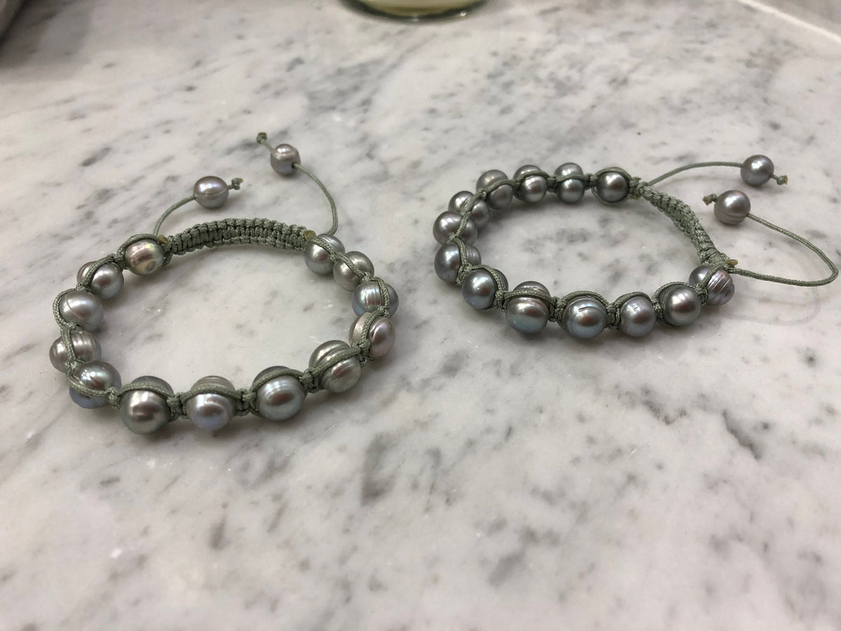Silver Pearl Thread Bracelets