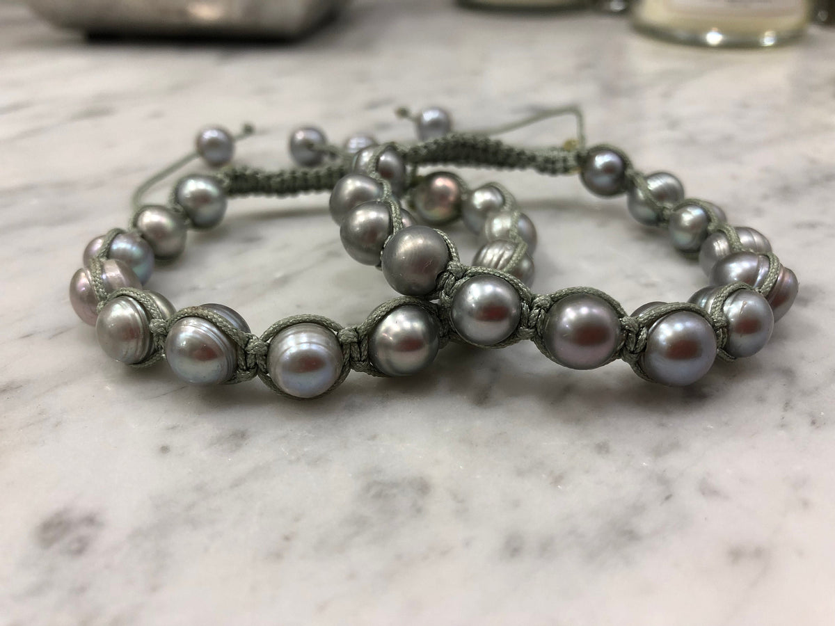 Silver Pearl Thread Bracelets