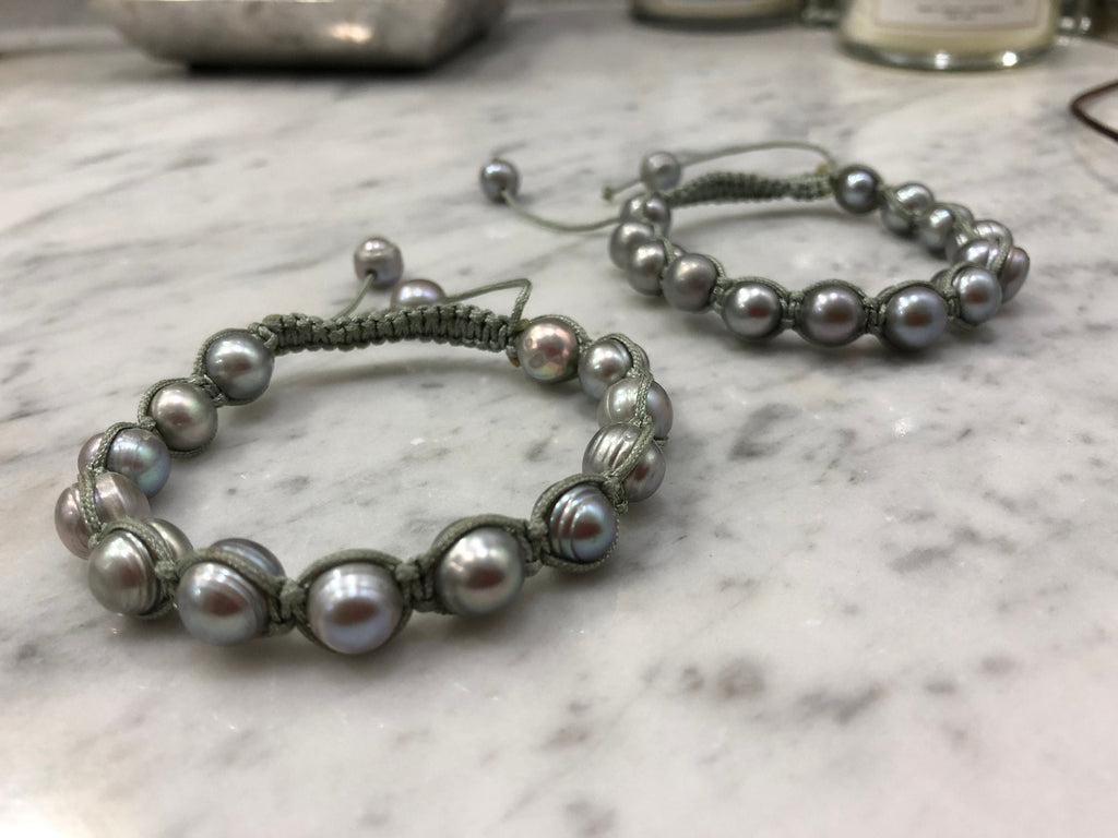 Silver Pearl Thread Bracelets