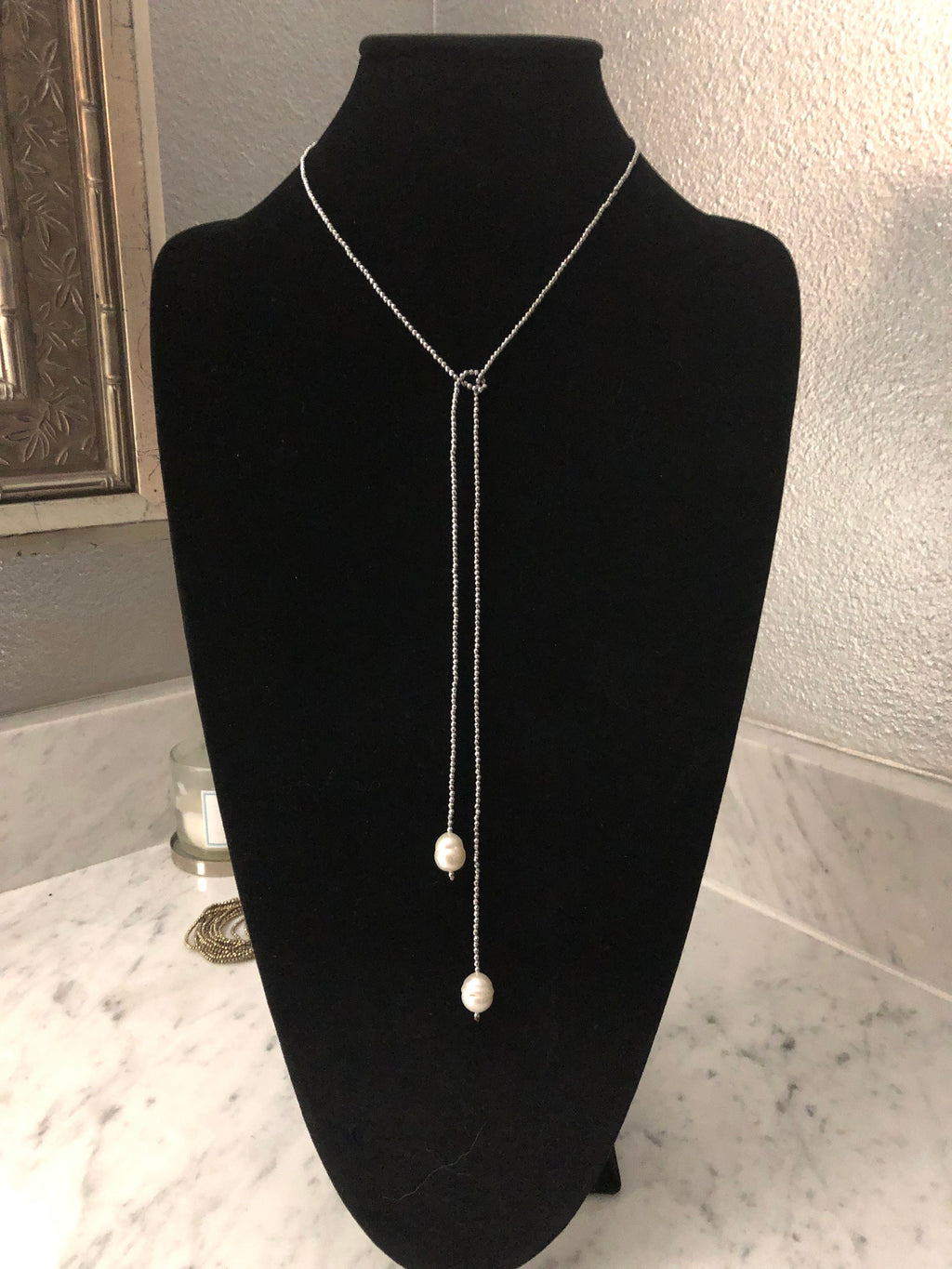 Silver or Gold Hematite Single Strand with Freshwater Pearls