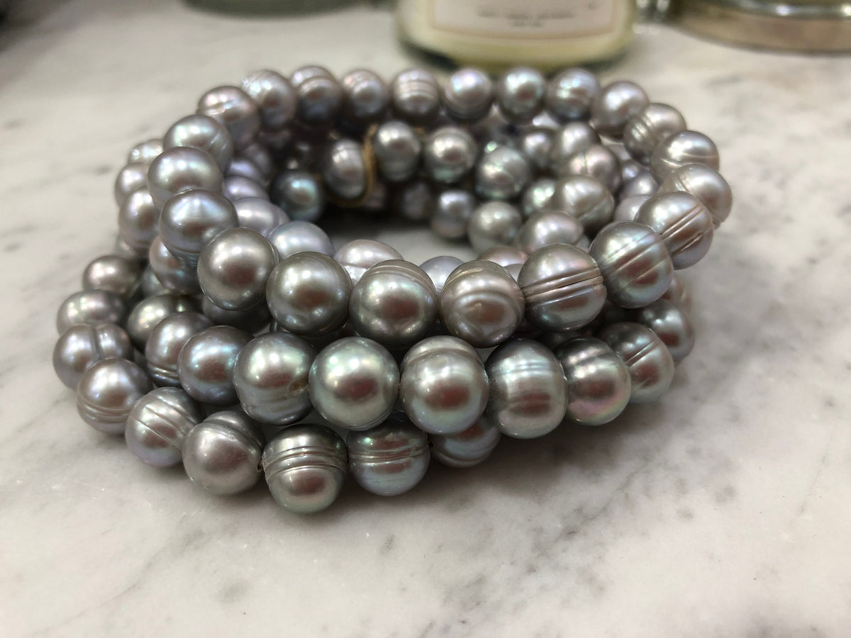 Silver Freshwater Pearl Stretchy Bracelet