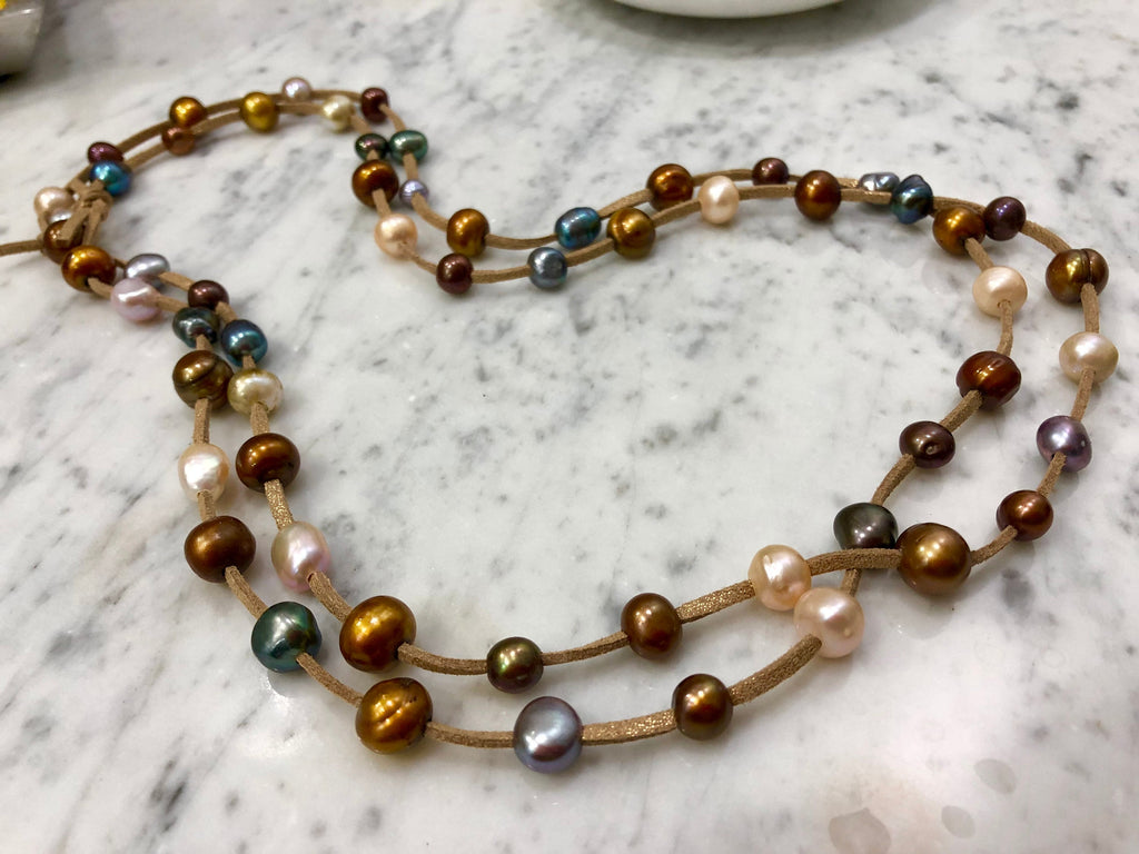 Multicolored Extra Long Freshwater Pearl Necklace
