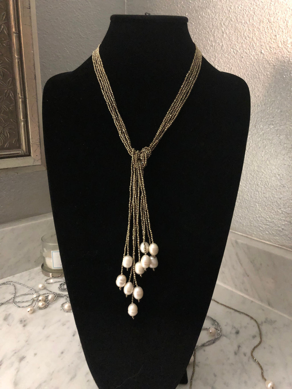 Silver or Gold Hematite Single Strand with Freshwater Pearls