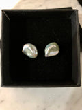Iridescent white pearl studs on sterling 925 posts