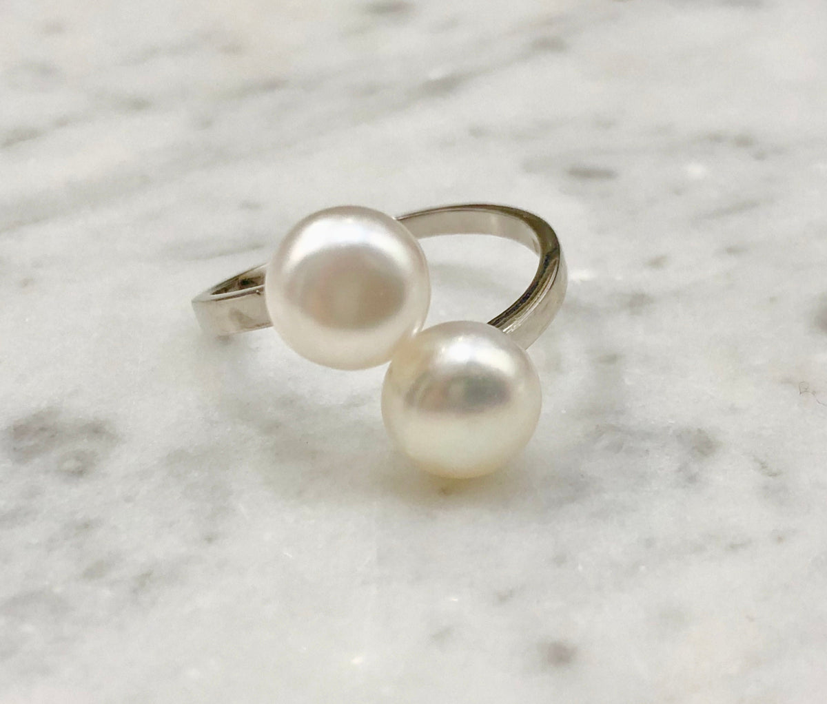 Double Freshwater Pearl and Sterling Ring
