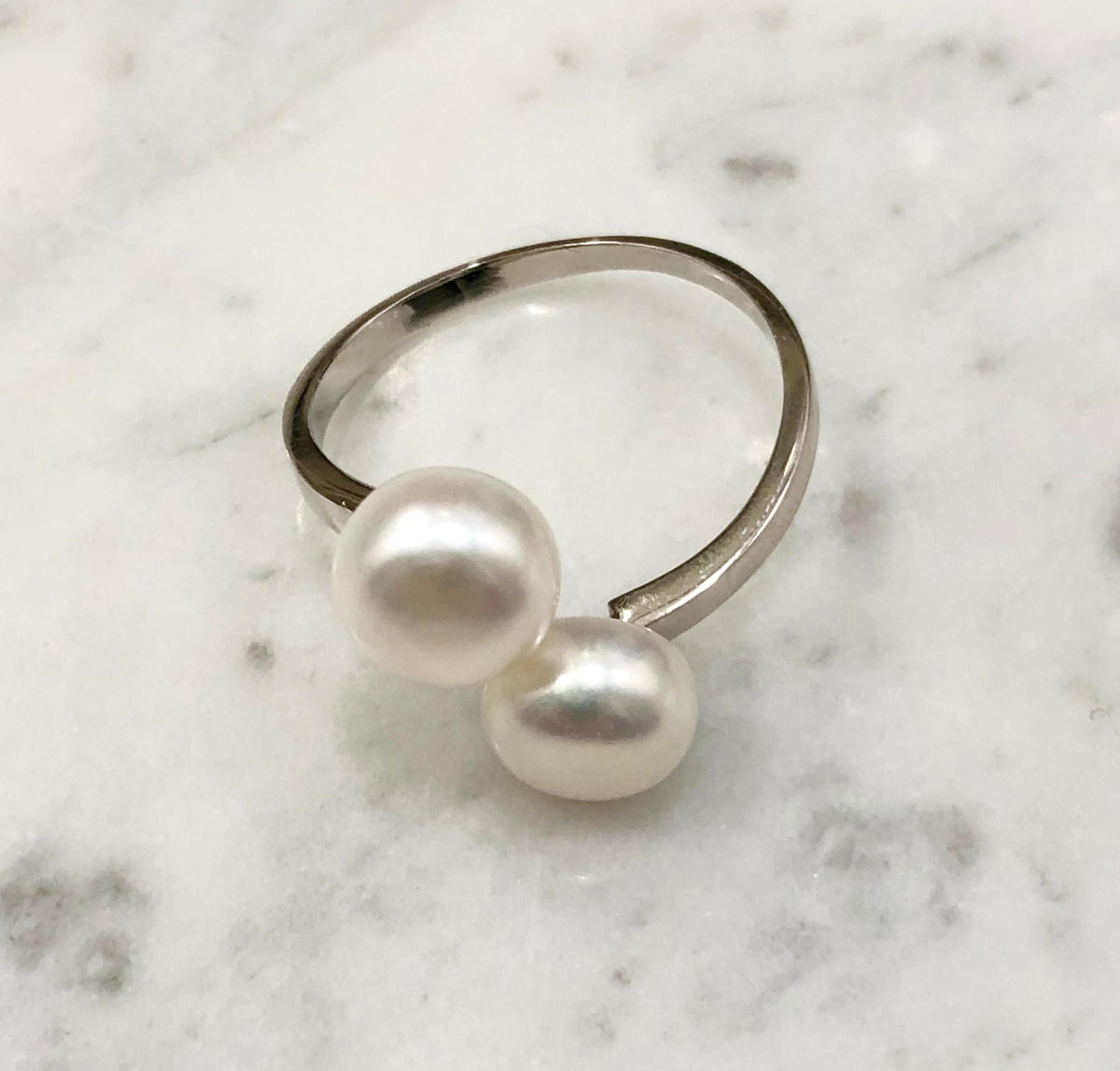 Double Freshwater Pearl and Sterling Ring