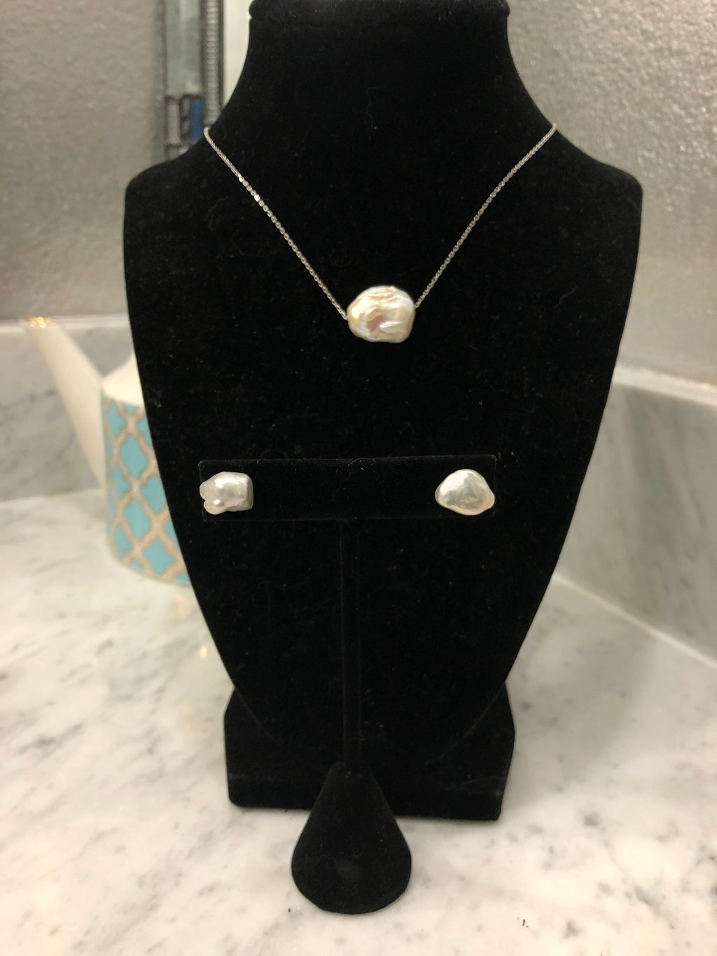 Iridescent white pearl studs on sterling 925 posts