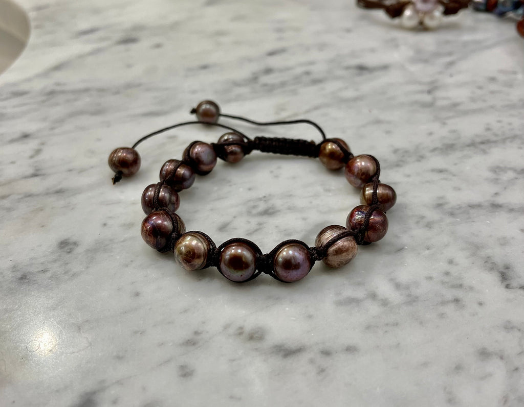 9mm Bronze Pearl Thread Bracelets