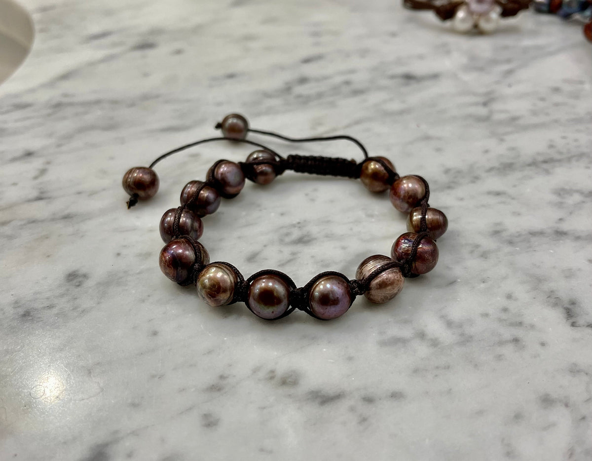 9mm Bronze Pearl Thread Bracelets