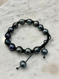 9mm Iridescent Blue Pearl Thread Bracelet