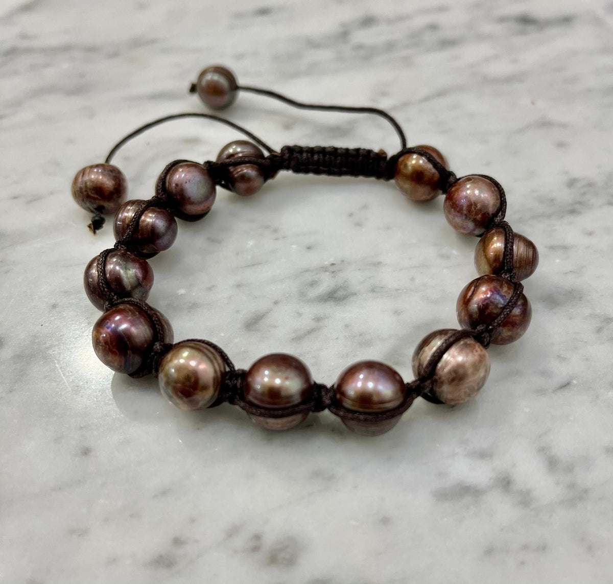 9mm Bronze Pearl Thread Bracelets