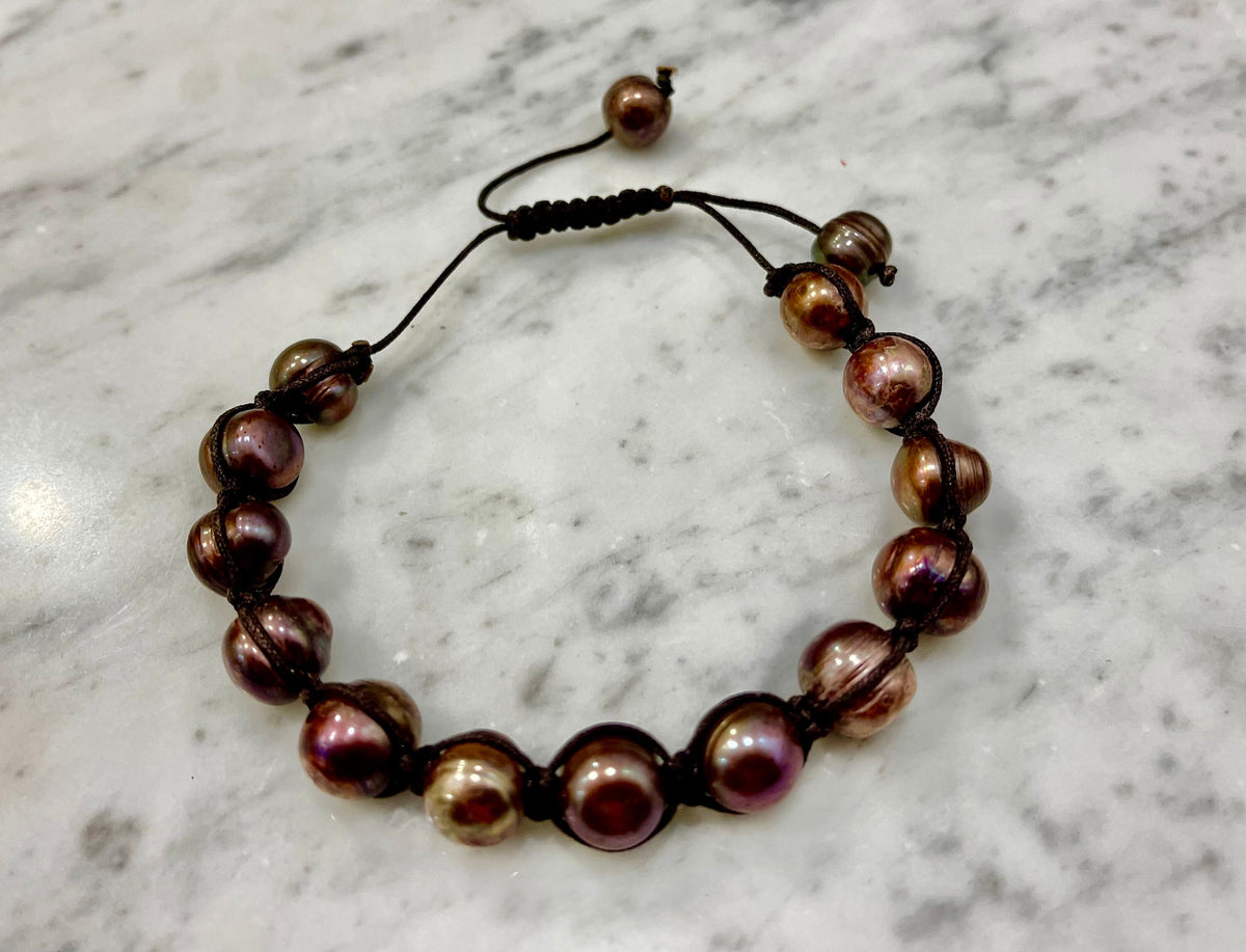 9mm Bronze Pearl Thread Bracelets
