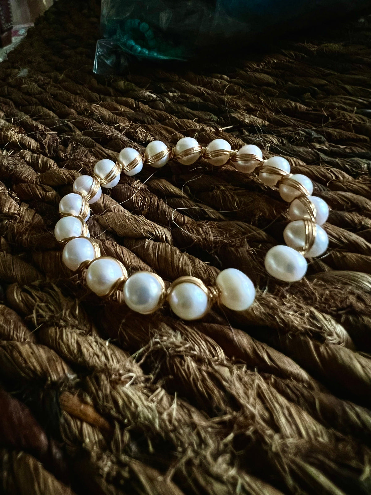7” freshwater pearl handmade bangle bracelet