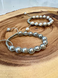 Silver Freshwater Pearl String Bracelet