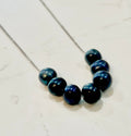 SIX Black Floating Pearls on 925 Sterling Silver Chain