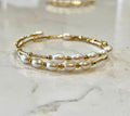 Freshwater Pearl Bangle Bracelet: 14k Gold Plated Slinky Style