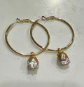 Hoops with Flameball Pearl handmade dangle