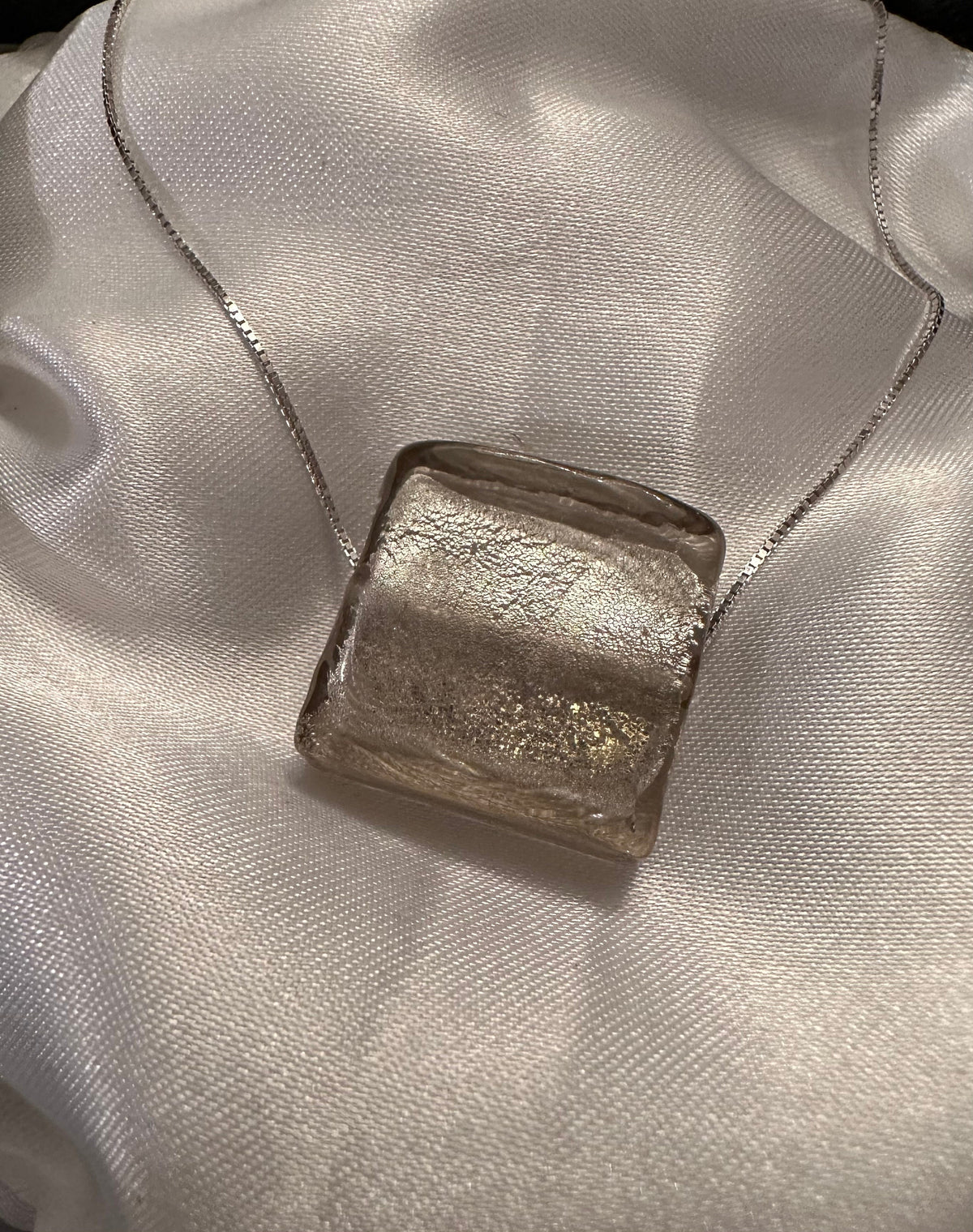 Silver Murano Glass on Sterling Silver Chain