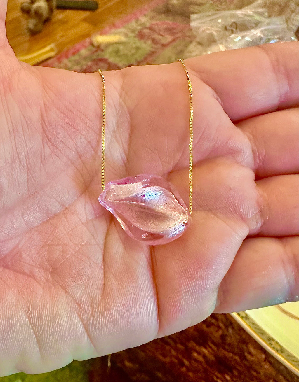 Handmade Lampwork Murano Glass Pendant On Sterling Chain