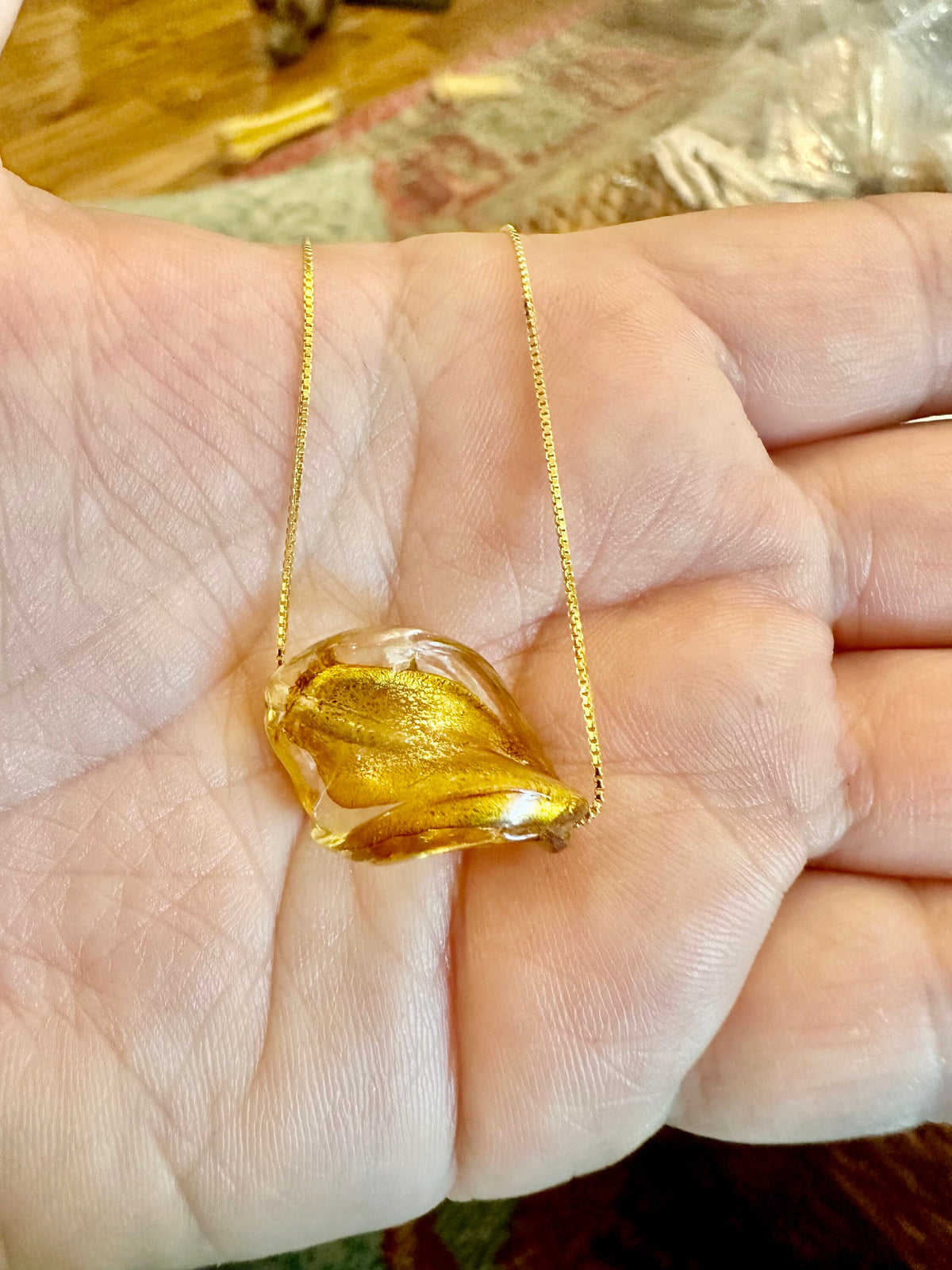 Handmade Lampwork Murano Glass Pendant On Sterling Chain