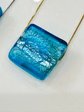 Handmade Light Torquoise Blue Murano Glass on Sterling Chain