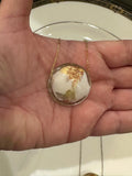 Extra Large White, Gold and Silver Detail Murano Glass on Sterling Chain