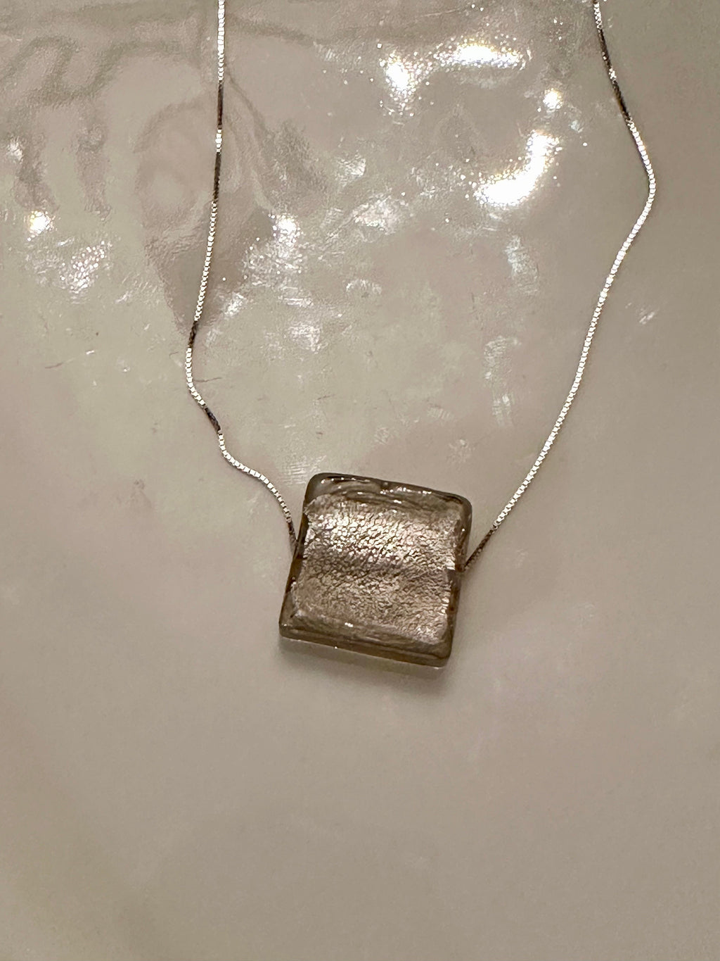 Silver Murano Glass on Sterling Silver Chain