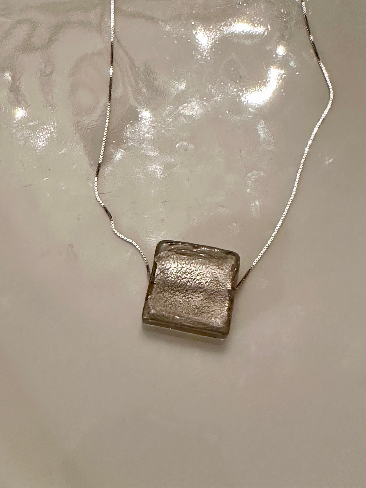 Silver Murano Glass on Sterling Silver Chain