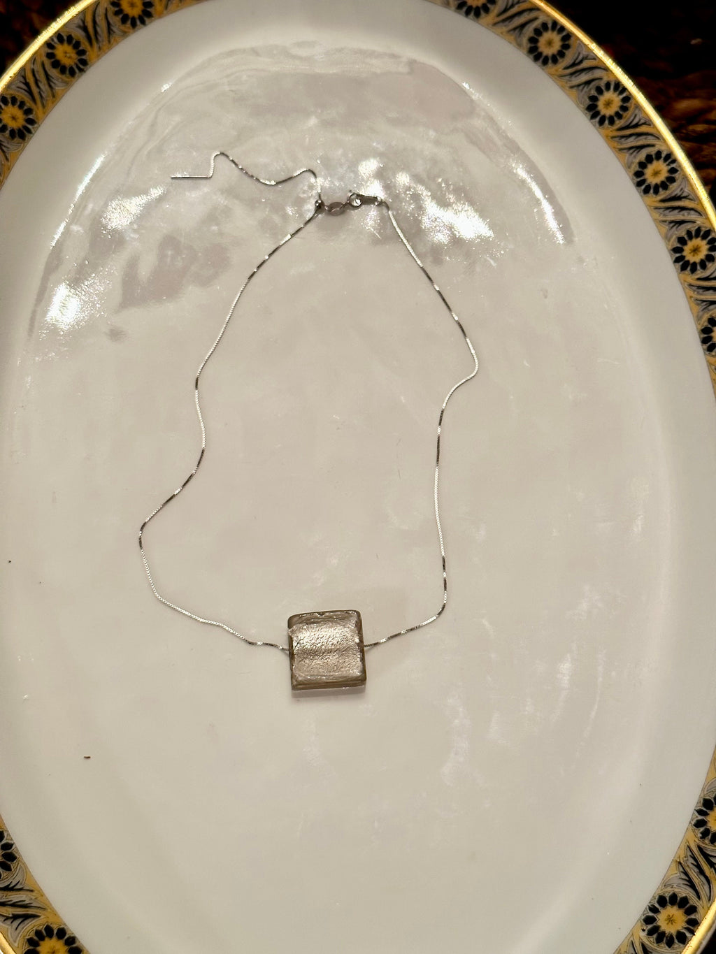 Silver Murano Glass on Sterling Silver Chain
