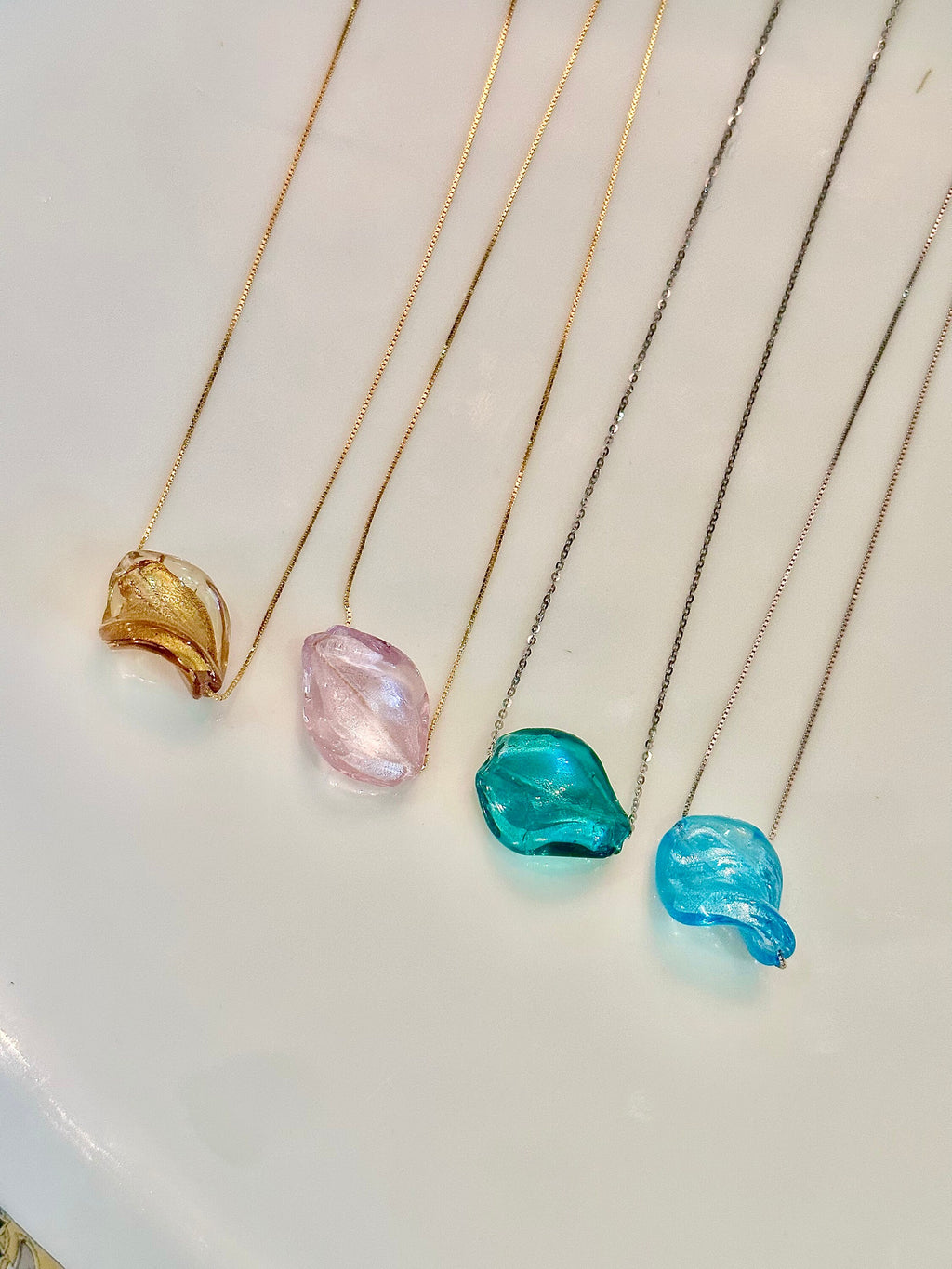 Handmade Lampwork Murano Glass Pendant On Sterling Chain