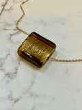 Iridescent Deep Brown Handmade Murano Glass Pendant on 925 Sterling Adjustable Chain