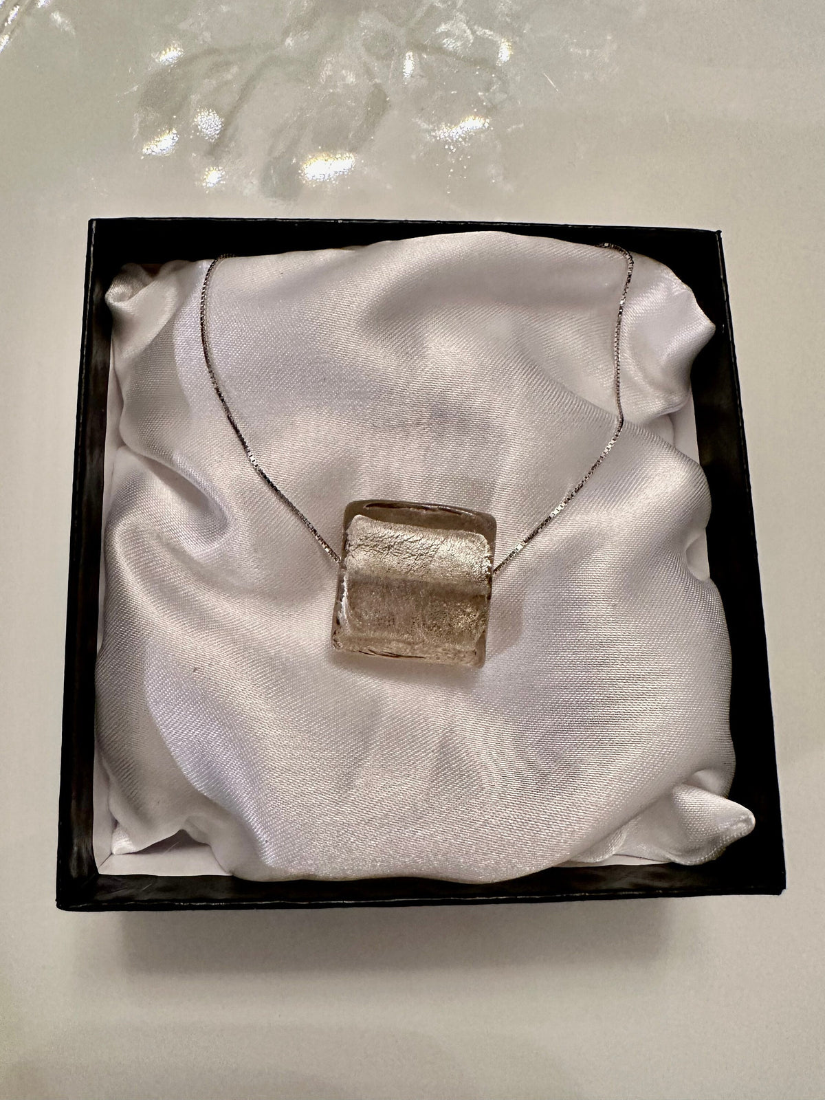Silver Murano Glass on Sterling Silver Chain