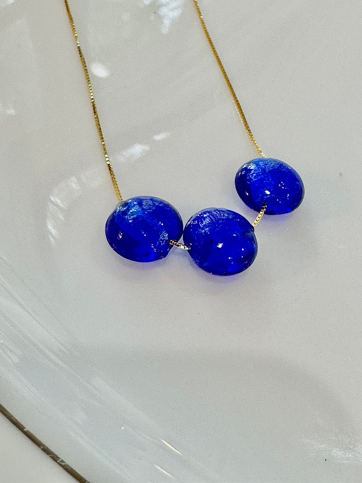 Murano Glass Multibeaded Necklace: Sterling Silver, Adjustable Length