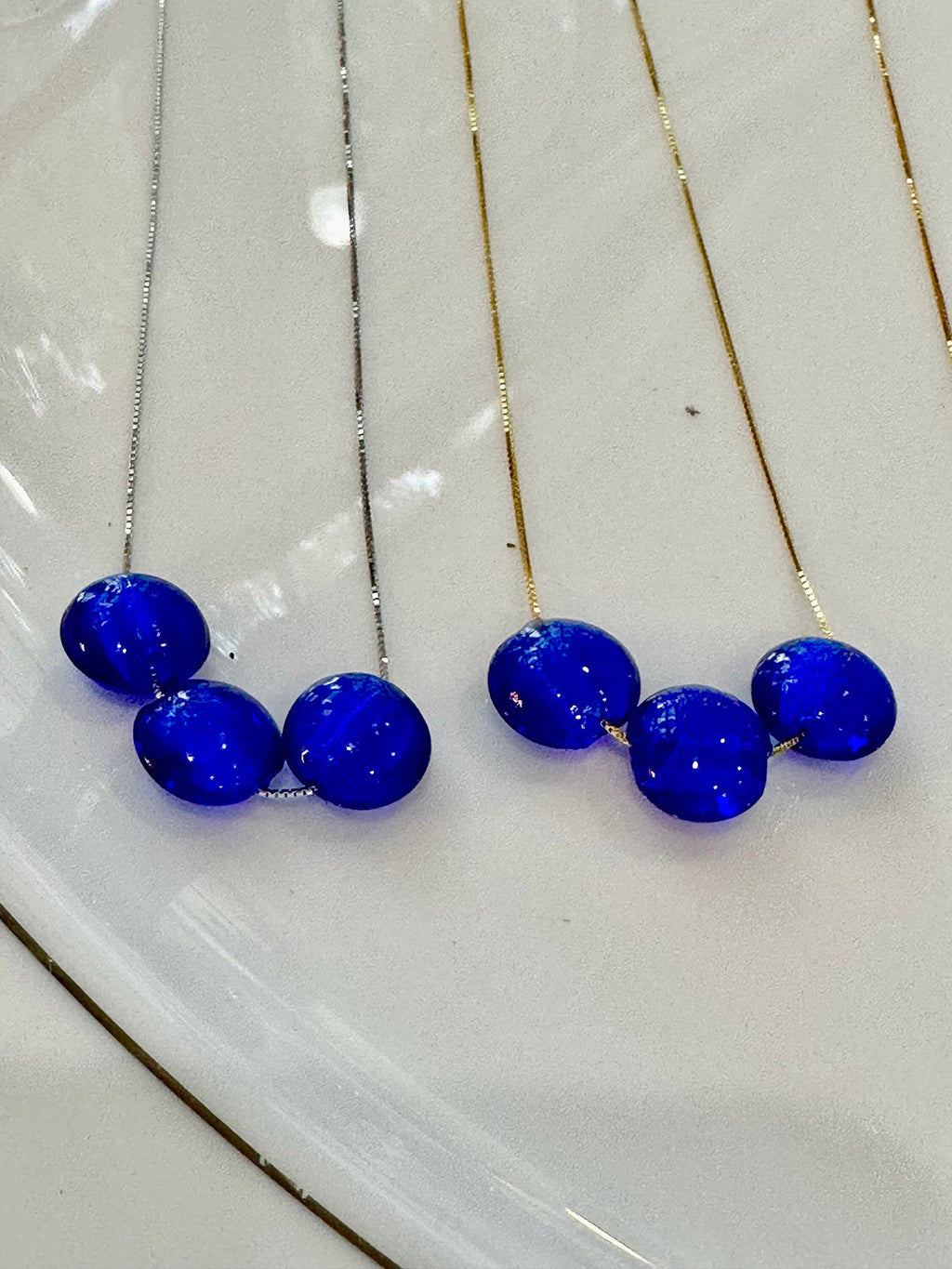 Murano Glass Multibeaded Necklace: Sterling Silver, Adjustable Length