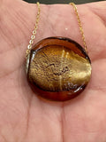 Handmade Iridescent Chocolate Brown Murano Glass on 925 Sterling Adjustable Chain