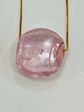 Handmade Iridescent Pink Murano Glass on Sterling Chain