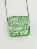 Handmade Light Iced Green Murano Glass on Sterling Chain