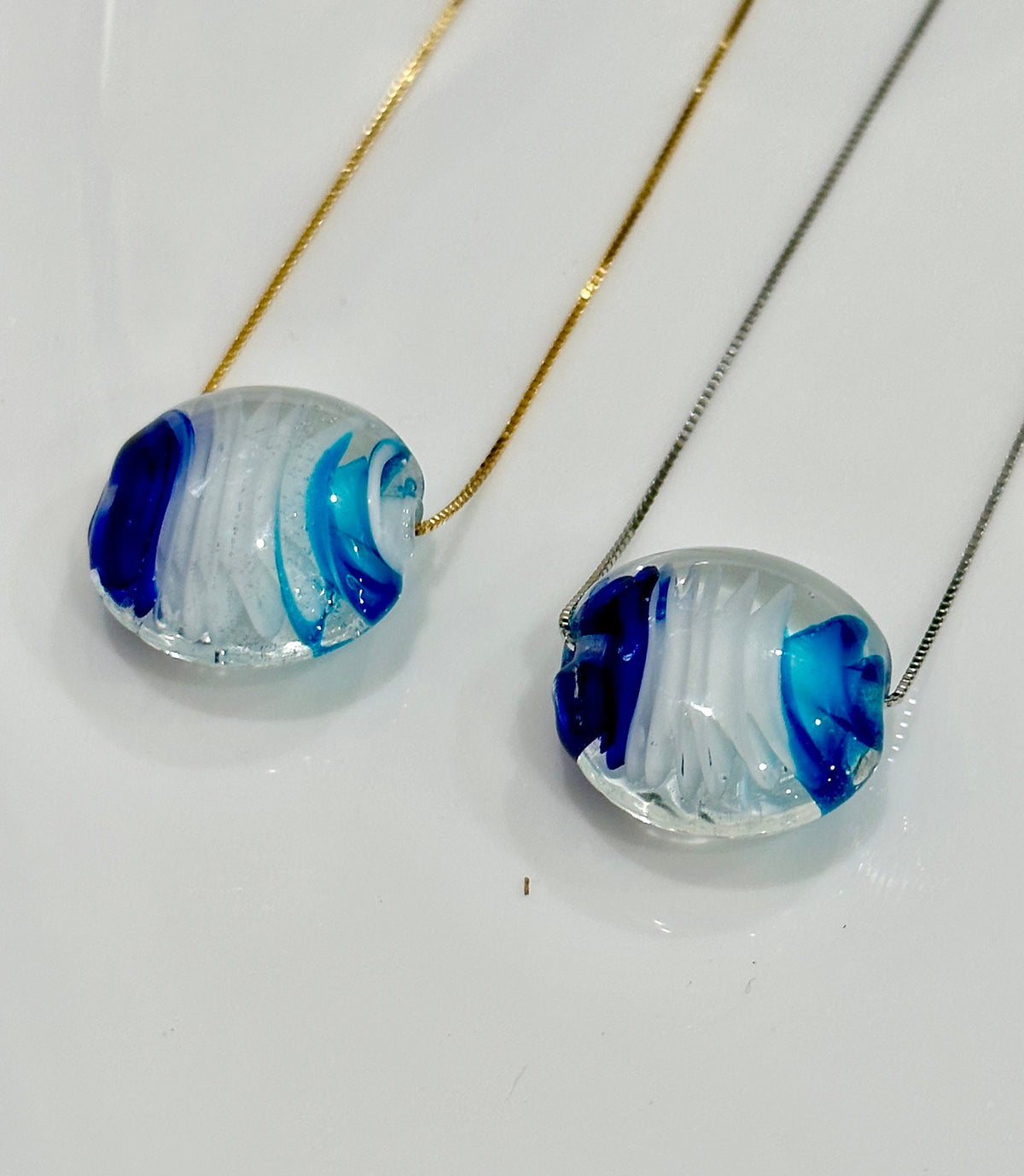 Clear Murano Glass With Lampwork Detail Pendant on Sterling Chain