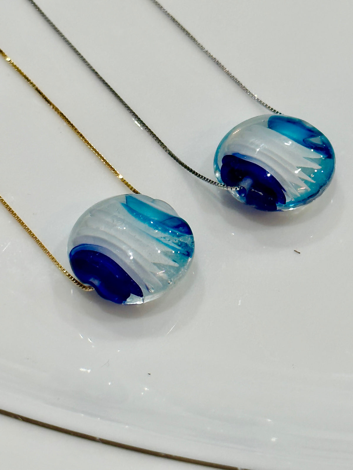 Clear Murano Glass With Lampwork Detail Pendant on Sterling Chain