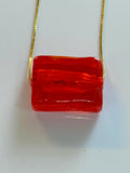Candy Apple Red Murano Glass Strung on 925 Sterling Adjustable Chain