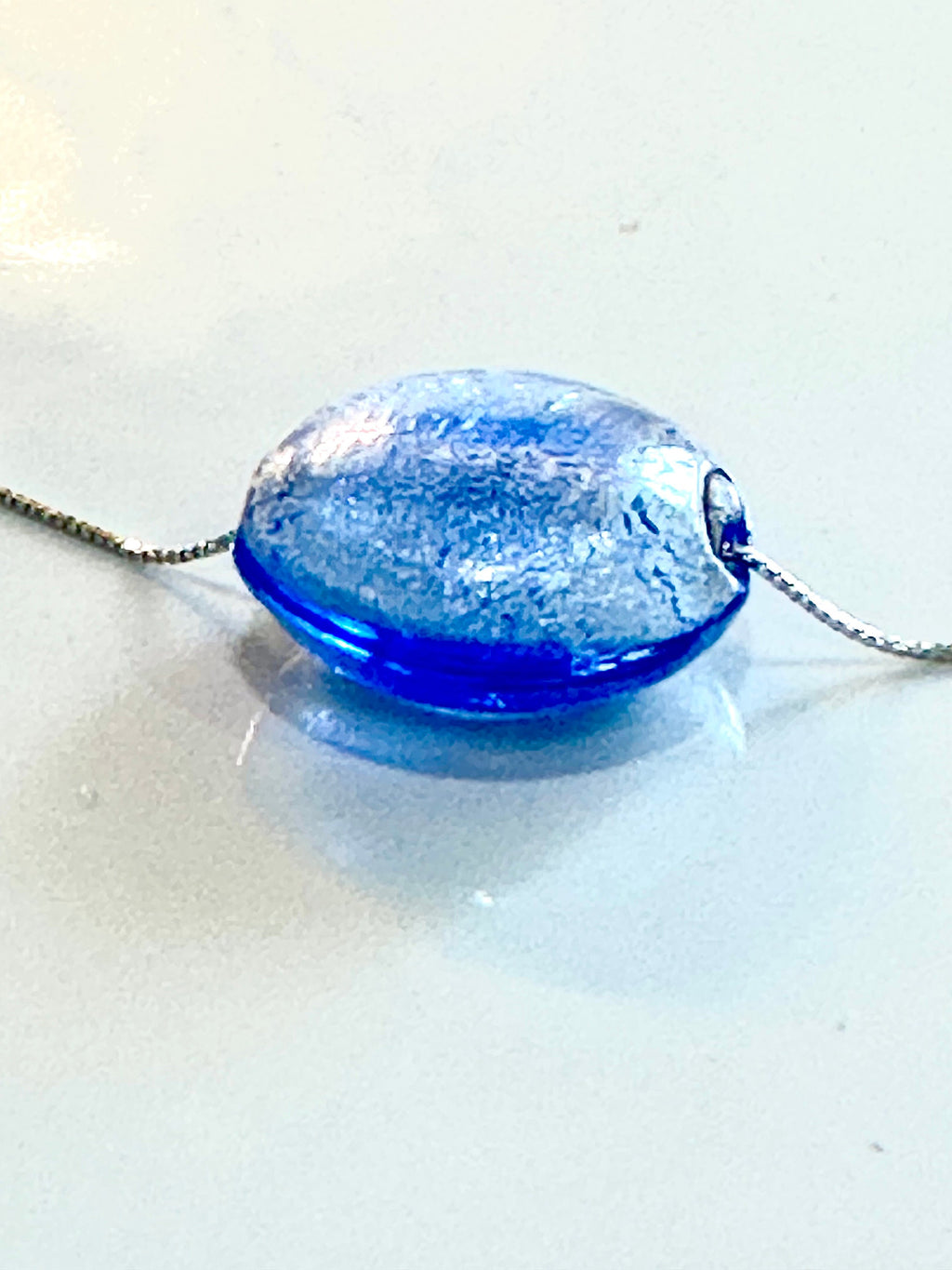 Periwinkle Blue Murano Glass Strung on a Sterling Vermeil Chain